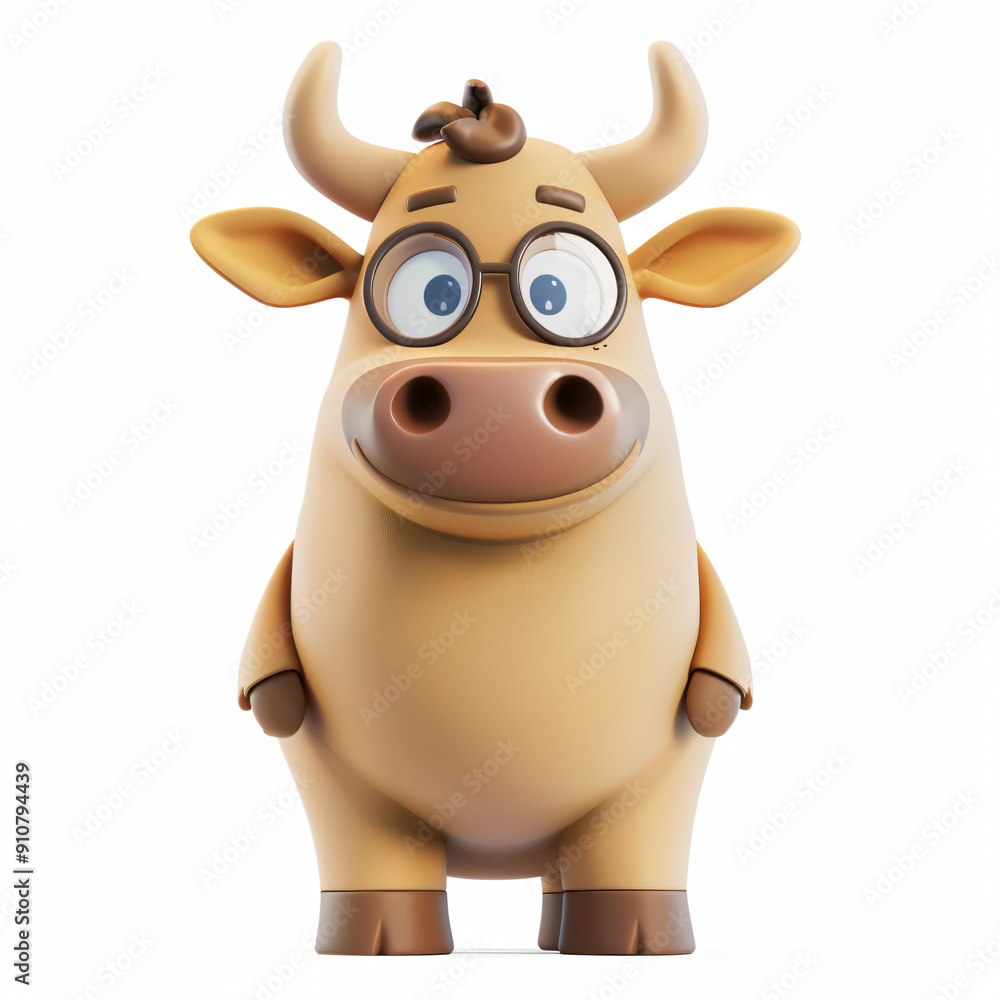 Fototapeta premium 3d render icon of Banteng cartoon plastic 3d clay 