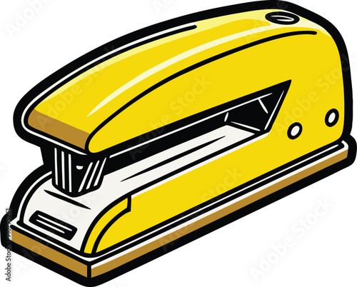 Doodle Yellow Stapler Illustration Groovy Design Back To School Graphic Resource