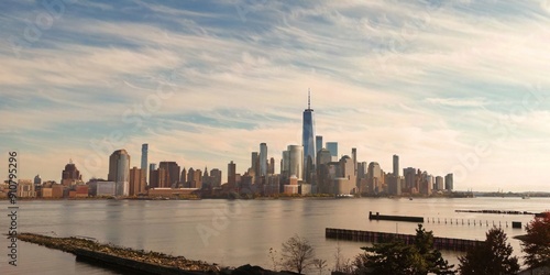 Wallpaper Mural NYC skyline from Jersey over the Hudson River with the skyscrapers. Manhattan, Midtown, NYC, USA. Business district NYC skyline with buildings, NYC towers. Aerail view of New York skyline. Torontodigital.ca