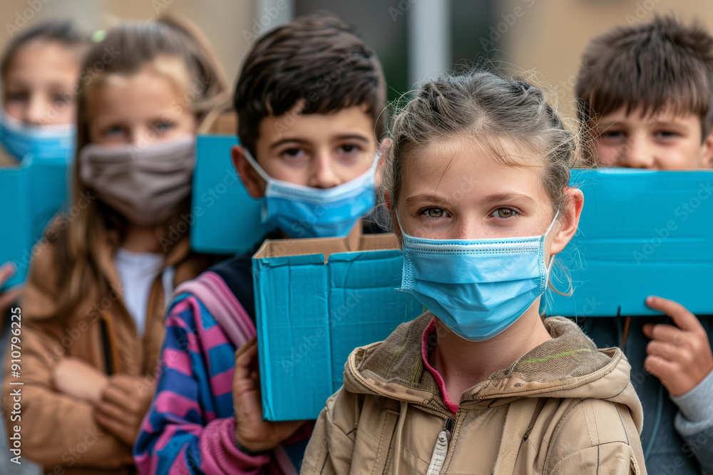 children_with_mask_protesting children_with_mask_protesting