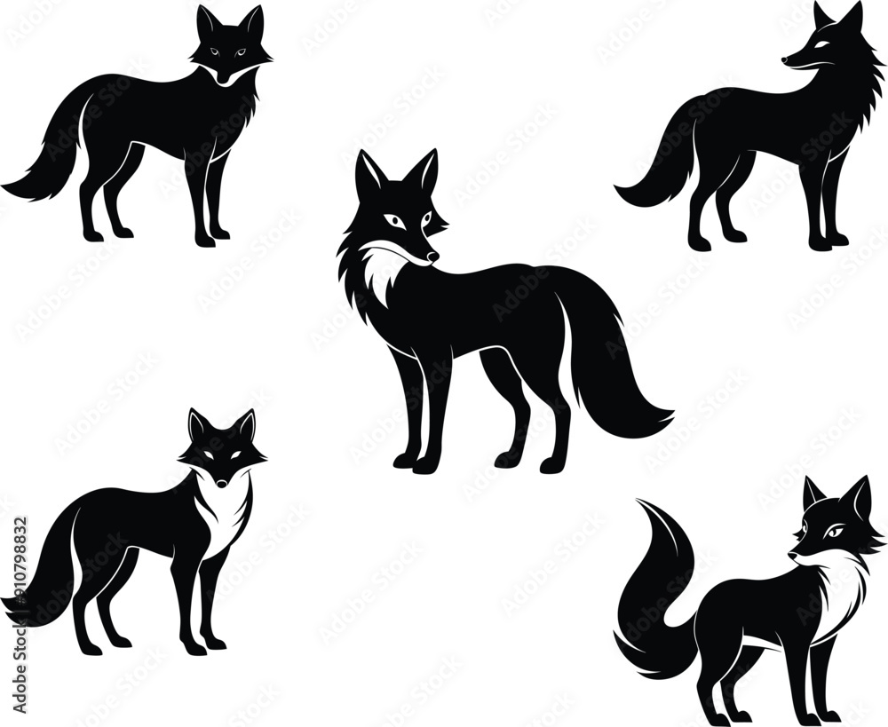 fox silhouette, on white background, isolated, vector fox silhouette, on white background, isolated, vector
