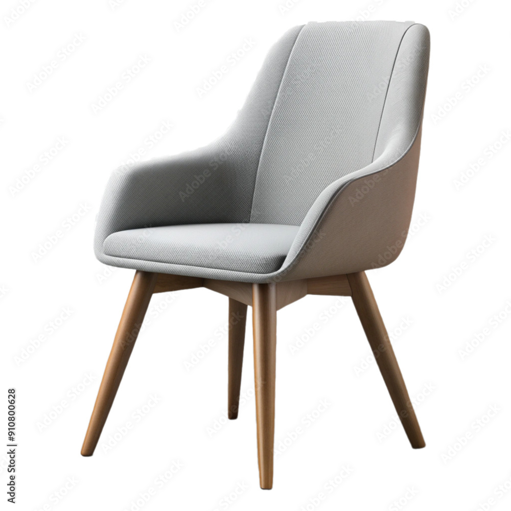A stylish, modern grey armchair with wooden legs, designed with comfort in mind, perfect for a contemporary living room or office space. A stylish, modern grey armchair with wooden legs, designed with comfort in mind, perfect for a contemporary living room or office space.