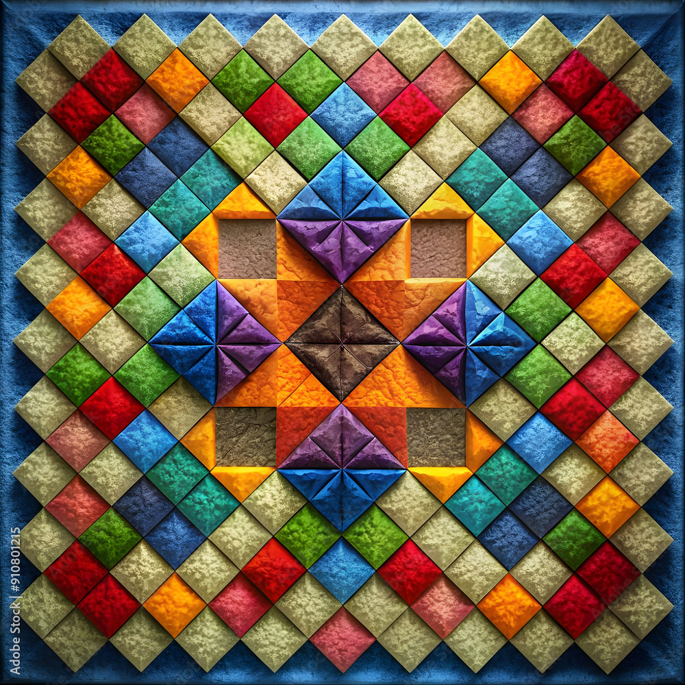 colourful squares arrangement top view colourful squares arrangement top view