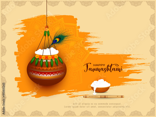 Happy Janmashtami religious Indian festival elegant background design