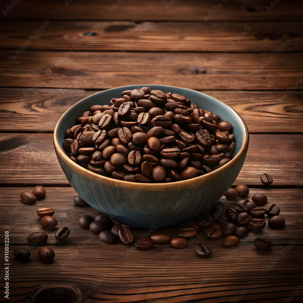 Fototapeta premium free photo dark coffee beans in a bowl on a brown