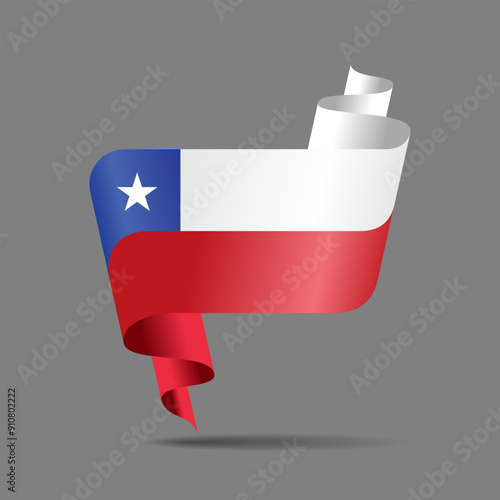 Chilean flag wavy ribbon background. Vector illustration.