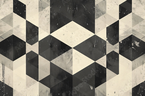 Retro style geometric background in black and white 