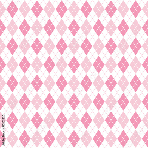 Seamless pink and white geometric diamond-shaped pattern for modern backgrounds and textiles