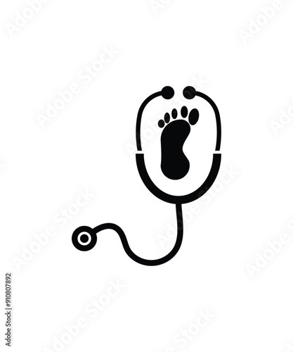 stethoscope with foot icon, vector best flat icon.