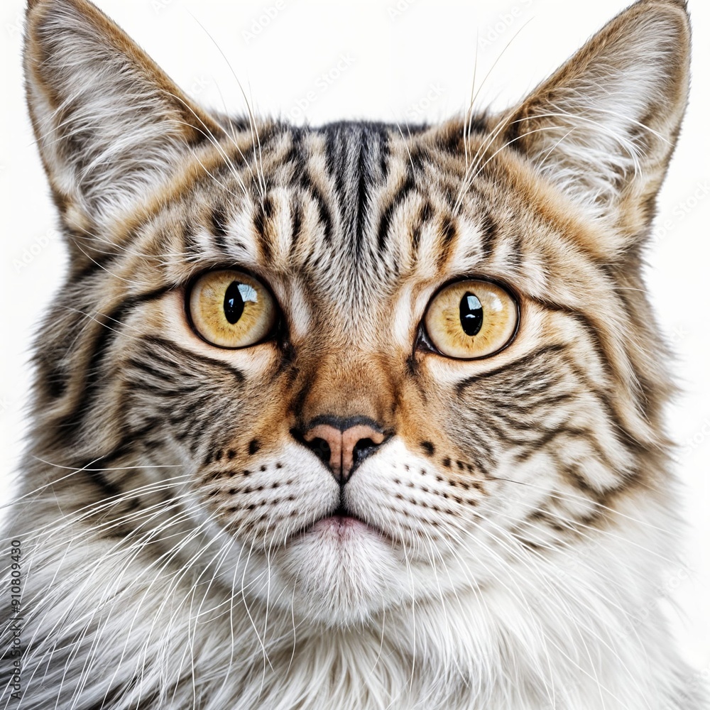 Obraz premium Closeup of a cute cat, cat on a white bg