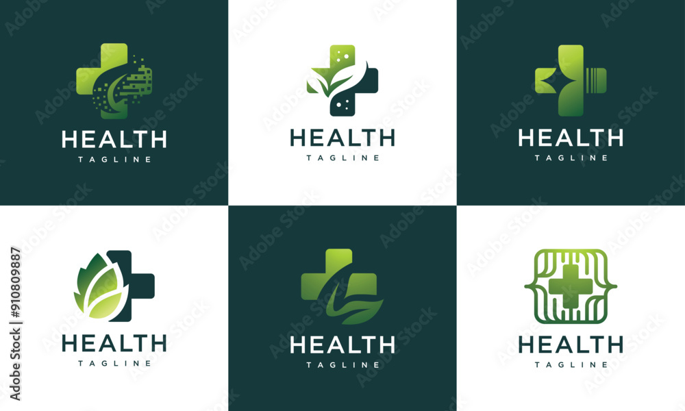 collection of healthcare logo design templates. nature leaf health logo design collection of healthcare logo design templates. nature leaf health logo design