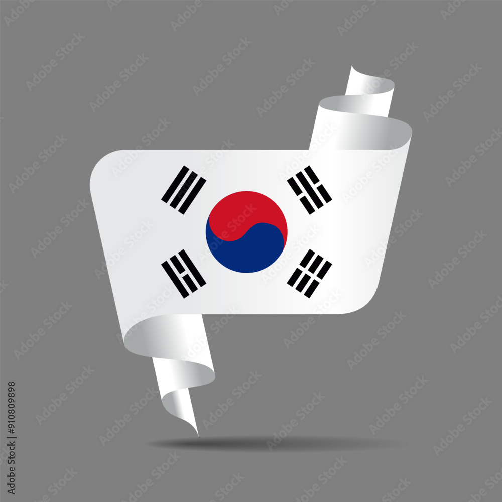 South Korean flag wavy ribbon background. Vector illustration. South Korean flag wavy ribbon background. Vector illustration.