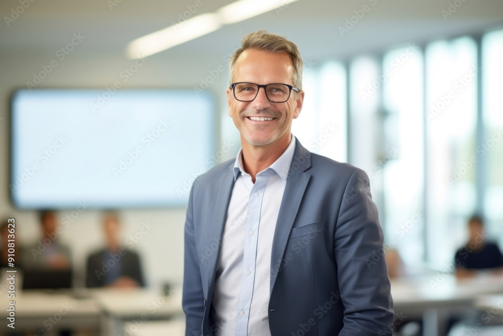 © Rawpixel.com - A man presenting company profile on TV screen in the meeting room glasses office adult.