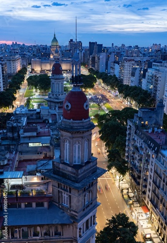 Aerial view of Congress Square from Barolo Palace at night photo