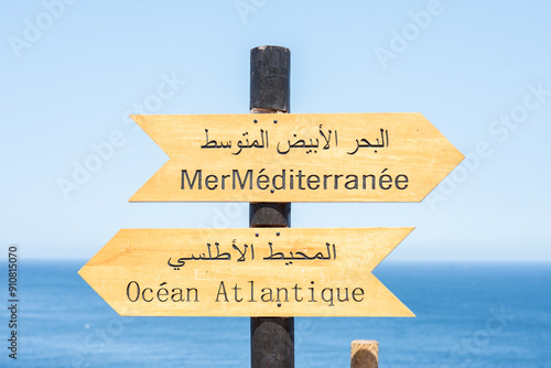 Sign showing the direction to Atlantic and Mediterranean