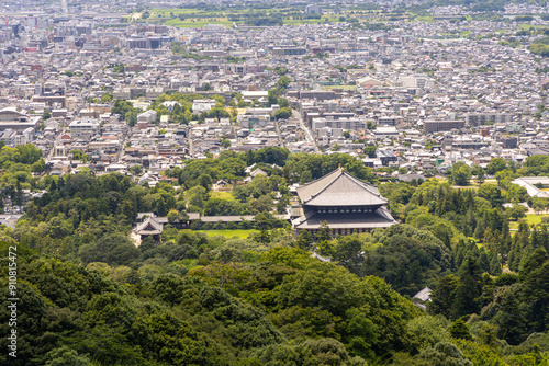 Wakakusayama Hill, Nara panoramic view, sunset in Nara City, Japan photo