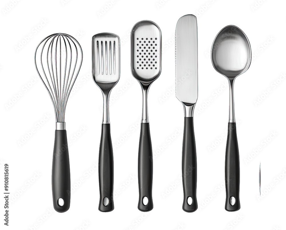 A set of essential kitchen utensils including a whisk, spatula, and spoon, perfect for cooking and baking tasks. A set of essential kitchen utensils including a whisk, spatula, and spoon, perfect for cooking and baking tasks.