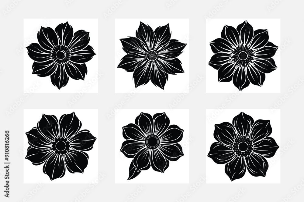 Fototapeta premium Sophisticated Floral Silhouette White Background Artwork 