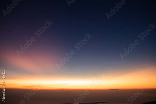 horizon line with orange color when the sun rises in the morning