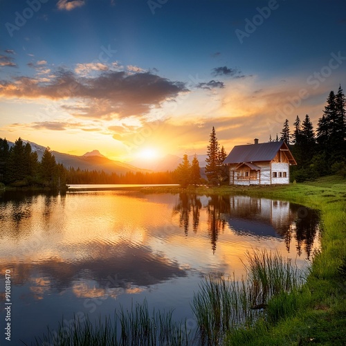 sunset over the lake