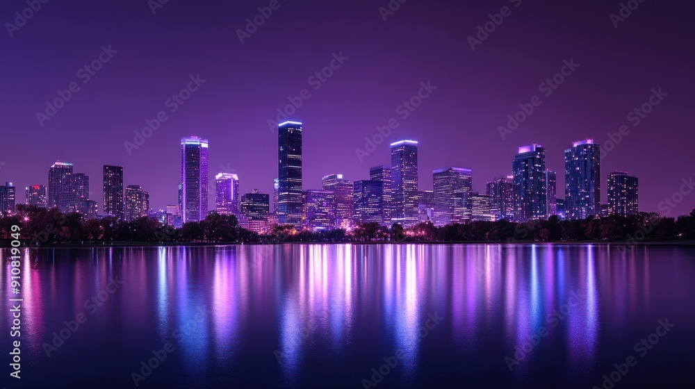 Fototapeta premium Night Skyline Reflection