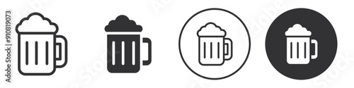 Beer mug with foam icon Symbol set collection