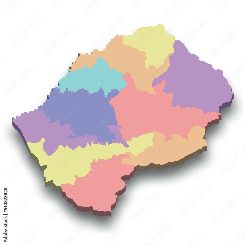 Obraz premium 3d isometric colored map of Lesotho