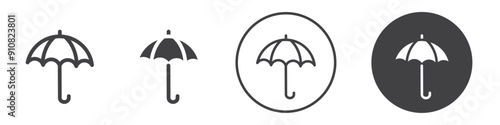 Umbrella icon Thin line vector illustration set