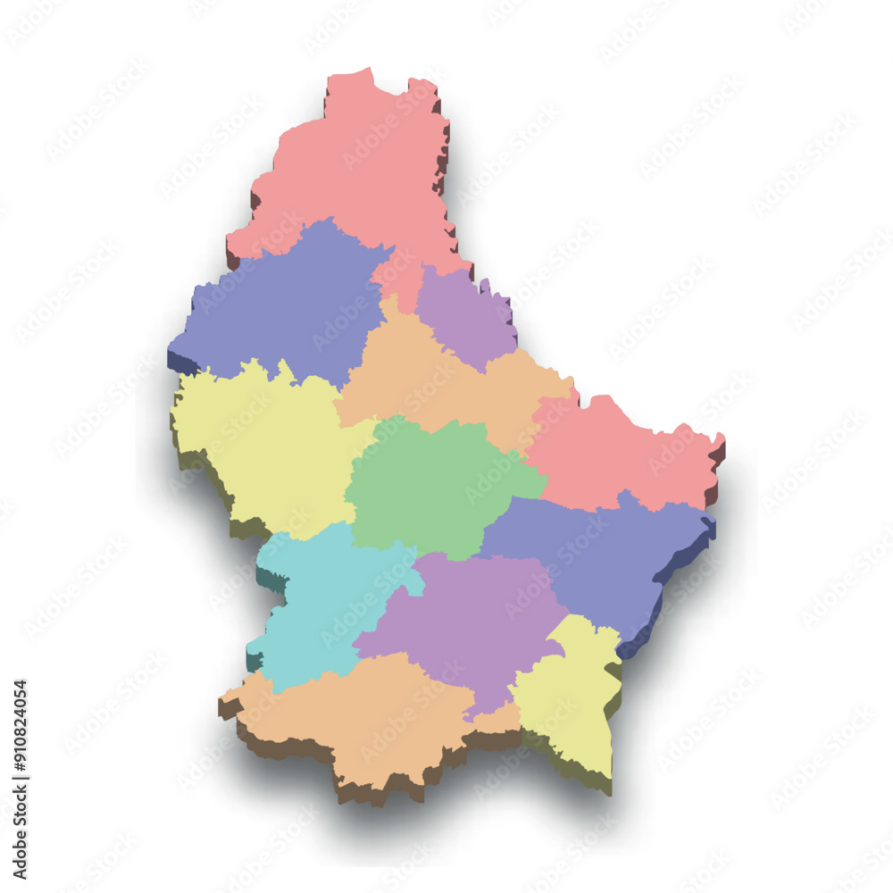 Obraz premium 3d isometric colored map of Luxembourg