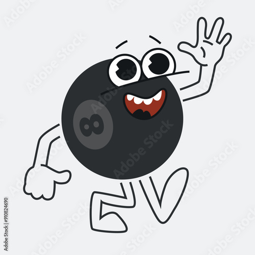 billiard ball cartoon character mascot