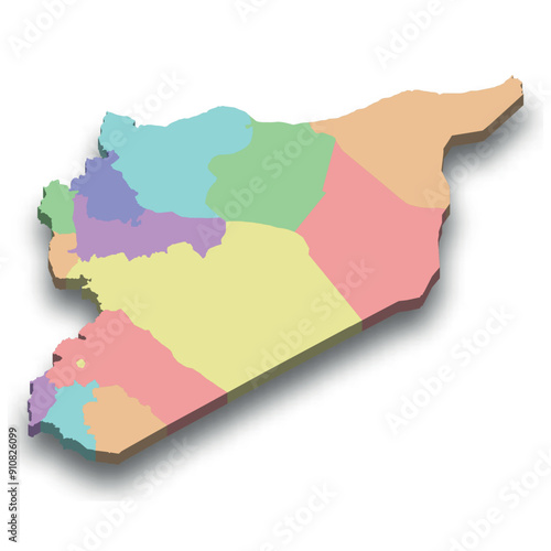 3d isometric colored map of Syria