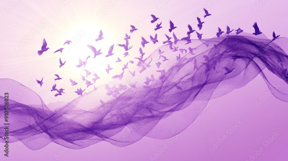 Purple Sky with Birds Purple Sky with Birds