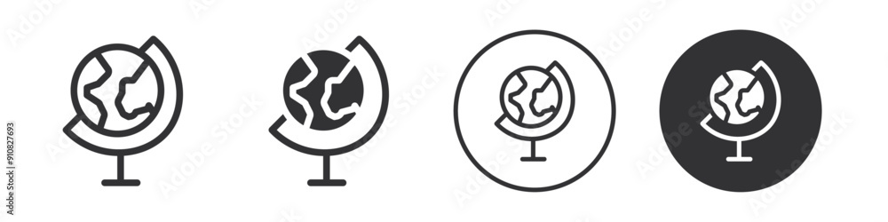Globe on a stand icon Flat logo set collection Globe on a stand icon Flat logo set collection