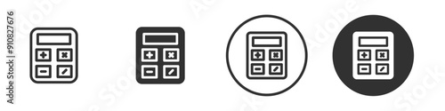 Calculator with buttons icon Flat logo set collection