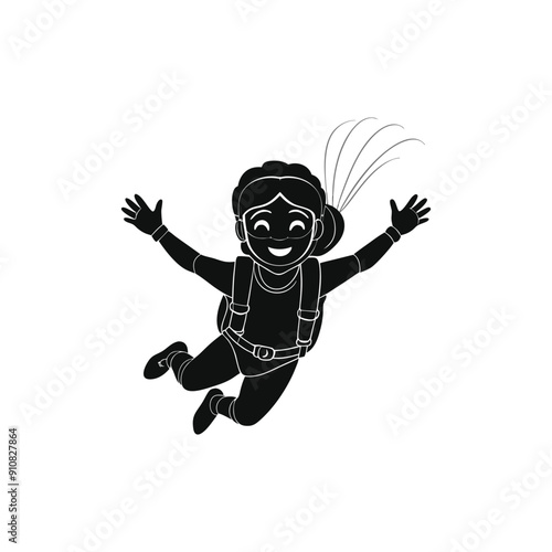 sky diving girl silhouette
