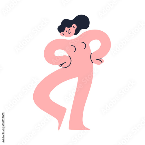 Funny young girl in playful humor pose. Cute creative female character, abstr...