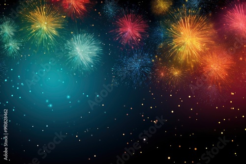 Abstract mix colored firework background with copy space with generative ai