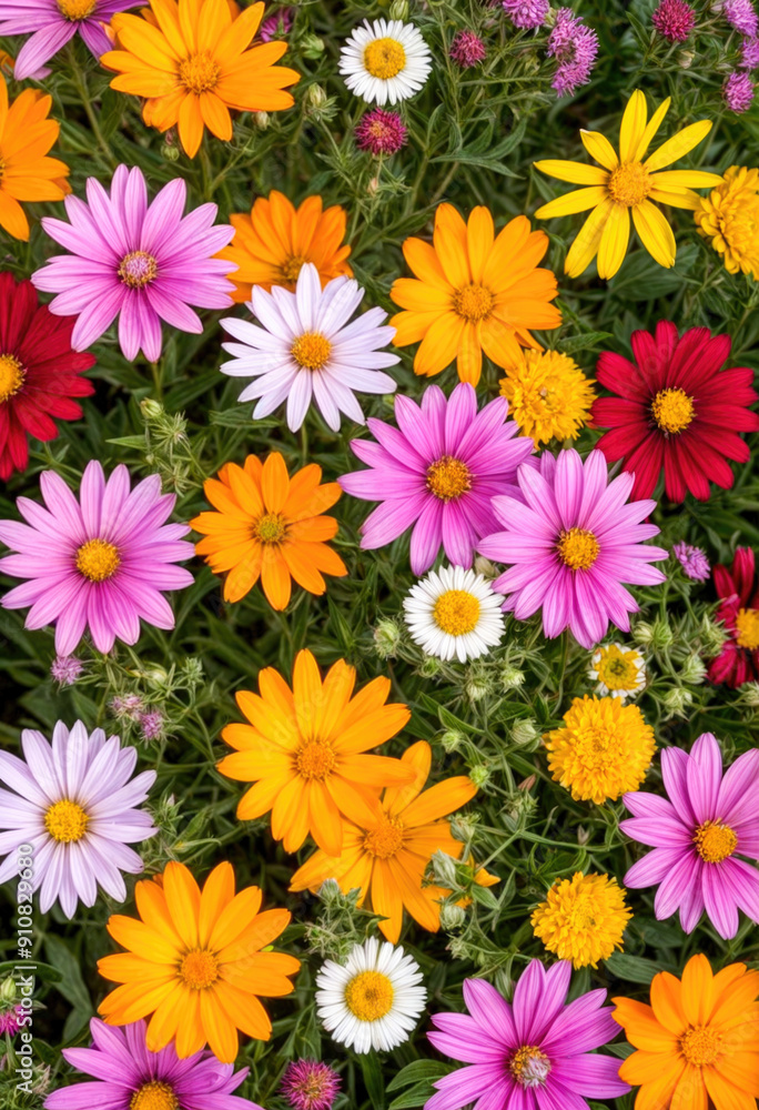 Vibrant Wildflowers on a White Background Vibrant Wildflowers on a White Background