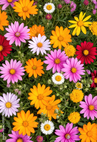 Vibrant Wildflowers on a White Background