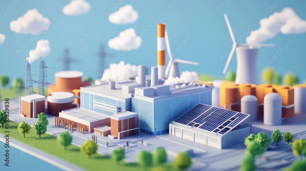 renewable resources for the future with modern power plants that generate electricity with sustainable green strategies to reduce CO2 emissions. renewable resources for the future with modern power plants that generate electricity with sustainable green strategies to reduce CO2 emissions.
