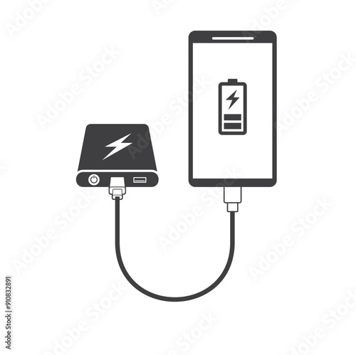 illustration of power bank, vector art.