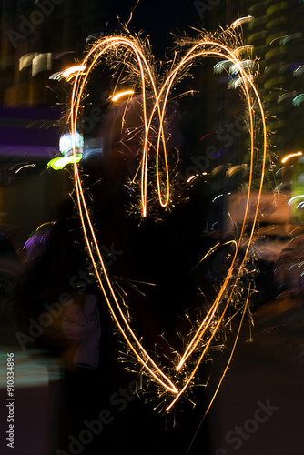 The freezelight with sparklers at night background