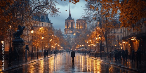 Enchanting Parisian Streetscape: Stylish Woman Strolls Cobblestone Alley Amidst Historic Architecture, Capturing Timeless French Elegance and Urban Charm in High-Resolution Detail