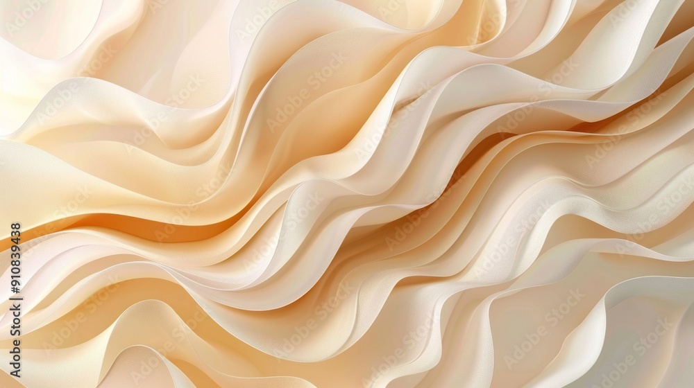 Fototapeta premium Abstract background with soft, flowing, beige and white waves.