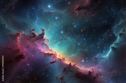 vibrant cosmic nebula digital artwork 