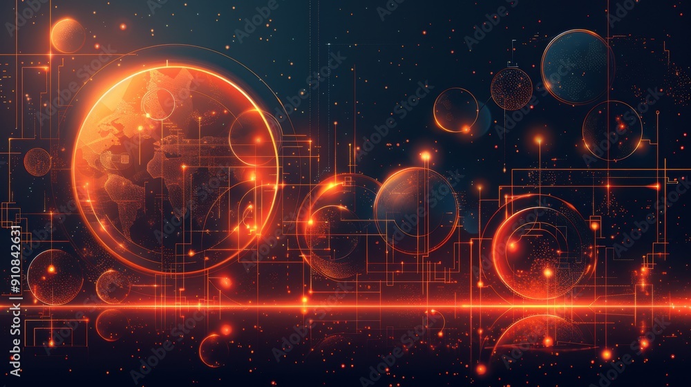 Neon Golden Geometric Shapes Overlapping in a Cosmic Abstract Design Neon Golden Geometric Shapes Overlapping in a Cosmic Abstract Design