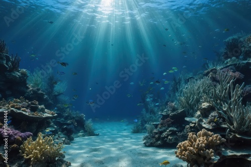 underwater scene with coral and fish 