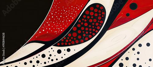 Modern Abstract Dotted Design, Dynamic Red and Black Abstract Art photo