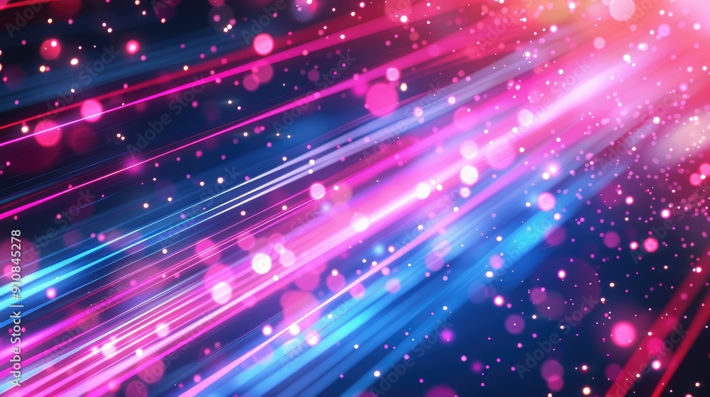 abstract background with pink blue glowing neon lines and bokeh lights. Data transfer concept abstract background with pink blue glowing neon lines and bokeh lights. Data transfer concept