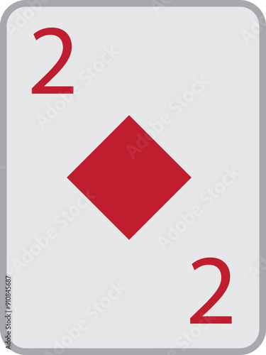 Playing card deck vector with Diamond icon. Casino Poker and gambling graphic element isolated on transparent background. Ace card 2 winning poker hand illustration, Template for casino, web design.
